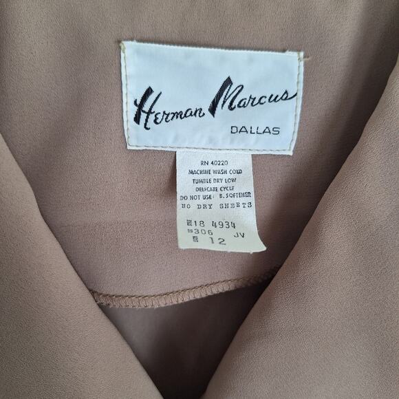 Vintage Herman Marcus Dallas Sheer Midi Dress Black Brown Square Collar 12 - Picture 3 of 12